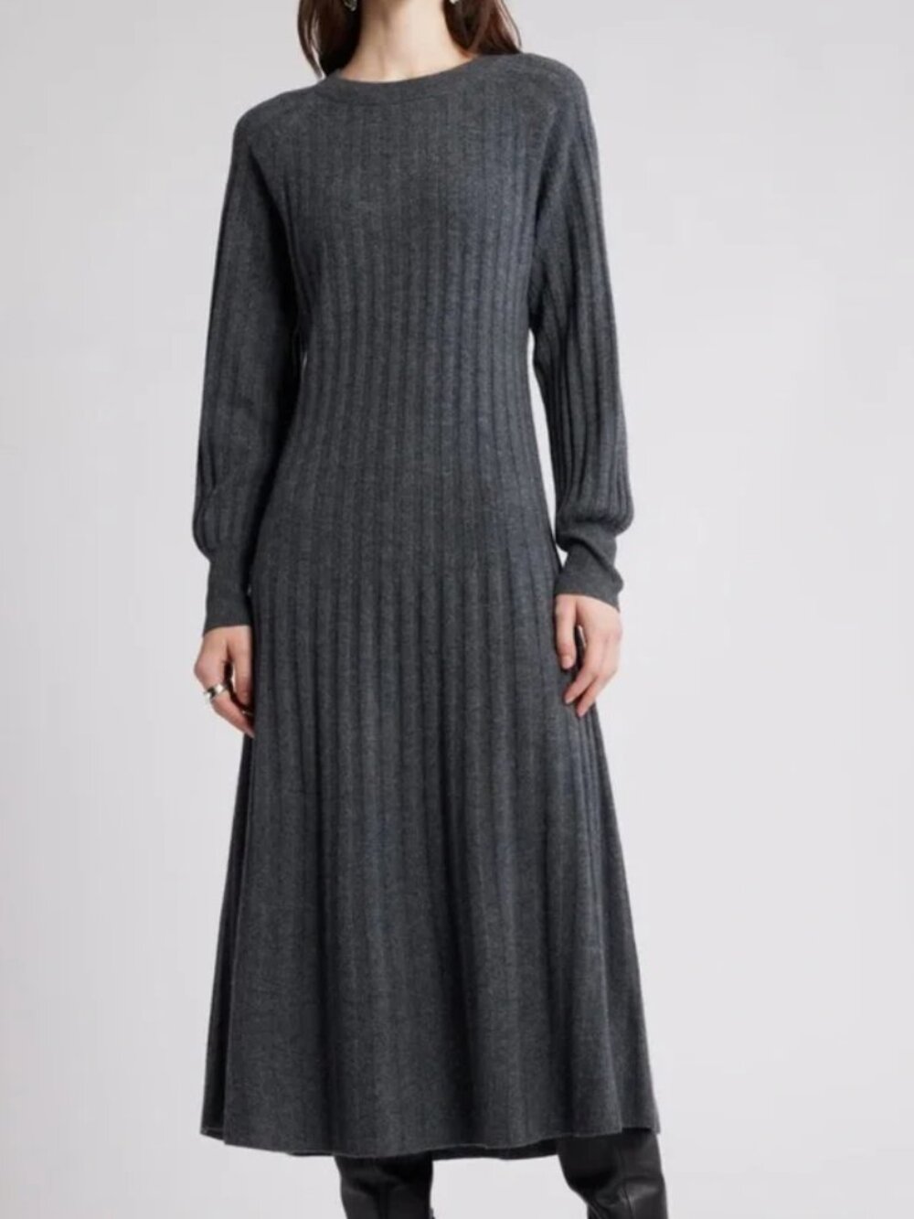 NWOT Nordstrom Wool Cashmere Ribbed Sweater Dress XS